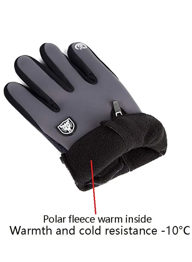 Excefore Winter Warm Gloves Men Women Cycling Windproof and Waterproof Pu Leather Touchscreen Cold Weather Driving Gloves, Size: M - Image 4