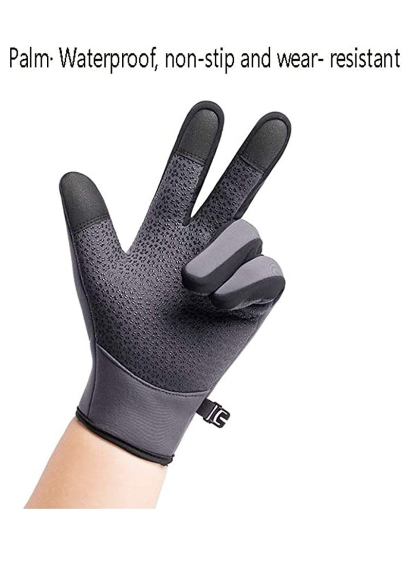 Excefore Winter Warm Gloves Men Women Cycling Windproof and Waterproof Pu Leather Touchscreen Cold Weather Driving Gloves, Size: M - Image 3