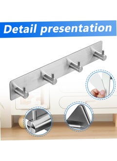 Alruht Adhesive Hooks, No Drill Duty Hooks, Brushed Nickel Adhesive Clothes Robe Hooks for Bathroom, Kitchen, Bedroom(4 Hooks, Silver)  - Image 3