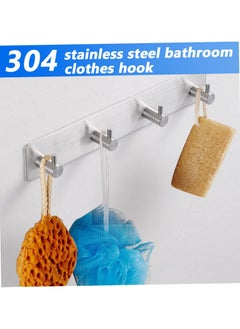 Alruht Adhesive Hooks, No Drill Duty Hooks, Brushed Nickel Adhesive Clothes Robe Hooks for Bathroom, Kitchen, Bedroom(4 Hooks, Silver)  - Image 4