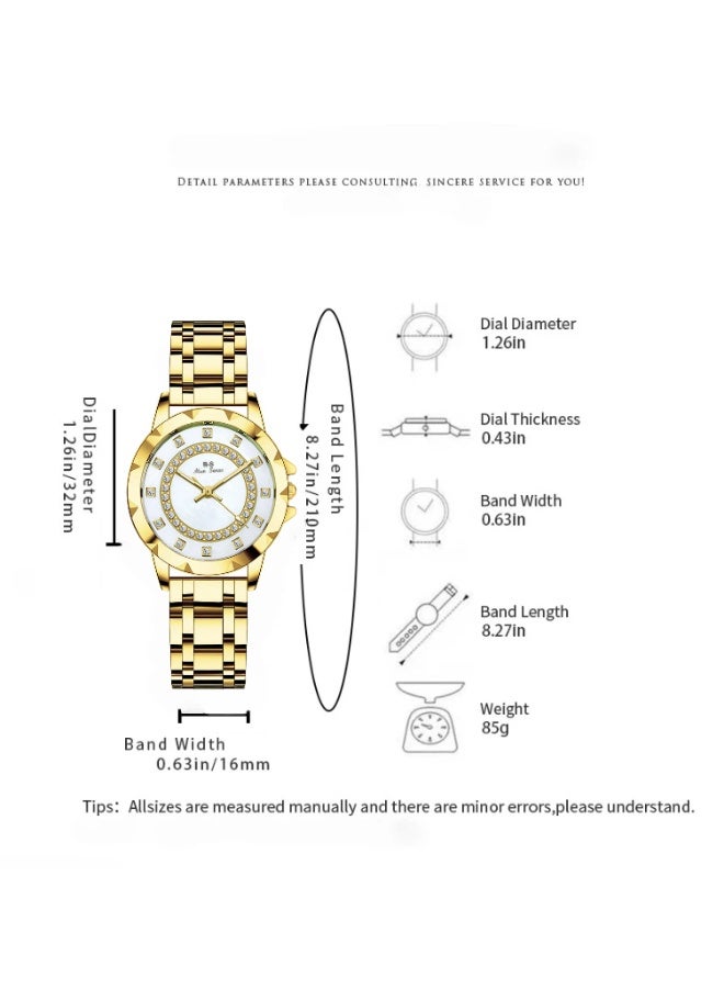 BS Women Fashion Watch Metal Case Band Analog Wrist Watch Glittering Diamond Quartz Watch and Bracelet Set - Image 3