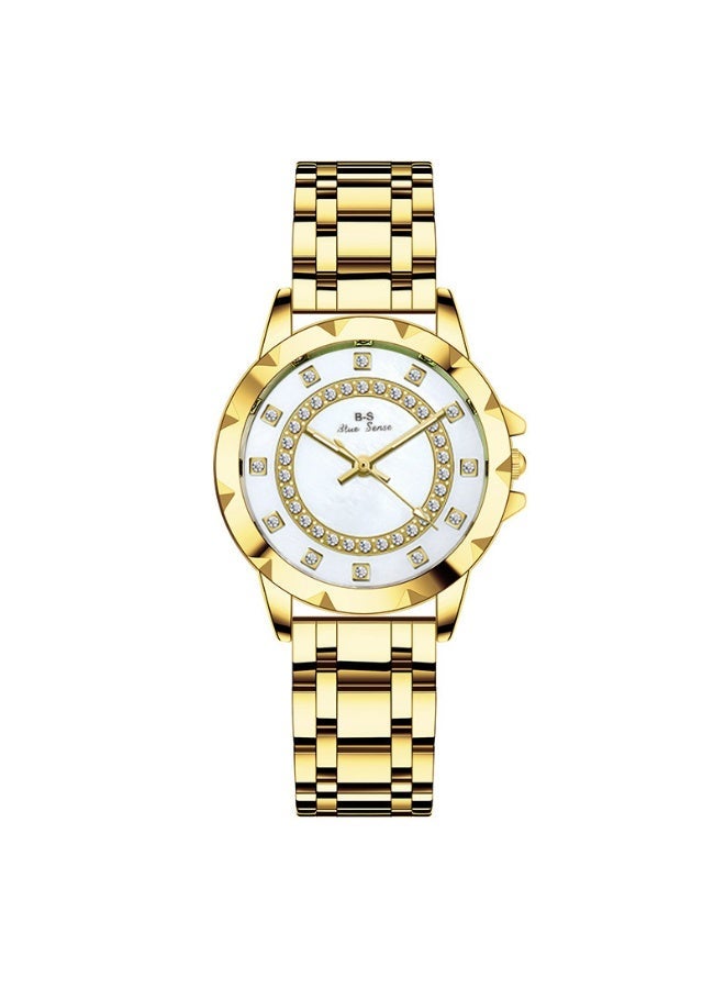 BS Women Fashion Watch Metal Case Band Analog Wrist Watch Glittering Diamond Quartz Watch and Bracelet Set - Image 2