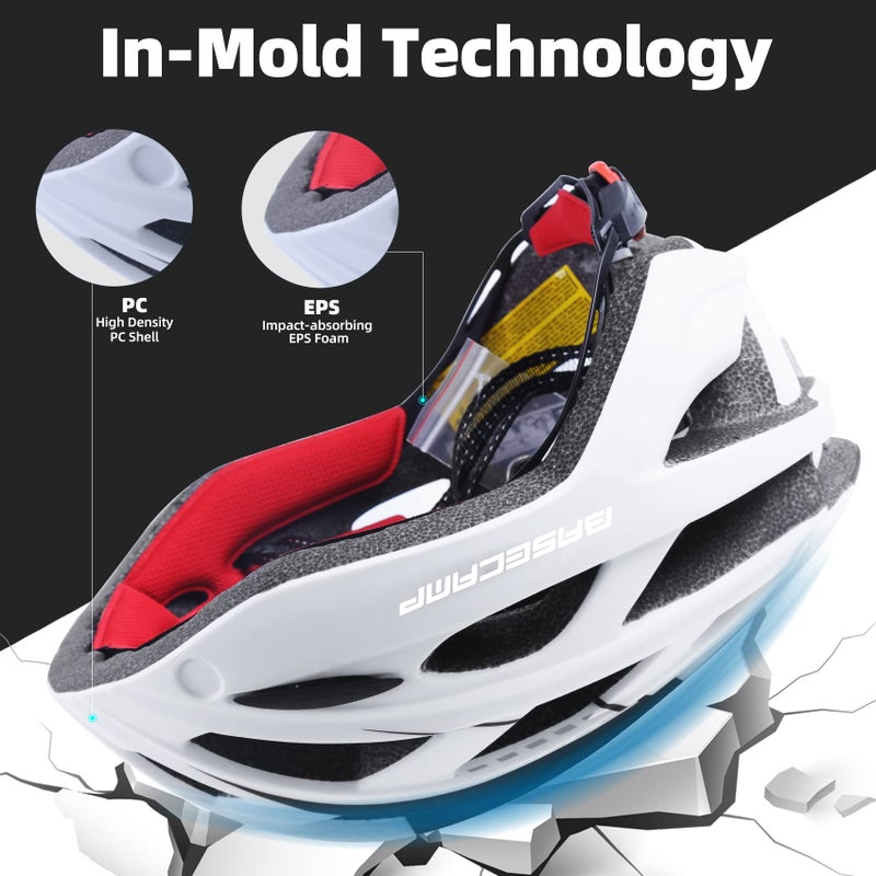 BASECAMP Bike Helmet, Basecamp Bicycle Helmet with Rear Light & Detachable Magnetic Goggles Lightweight Cycling Helmet Adjustable for Adult Men Women Mountain & Road (BC-069) - Image 5