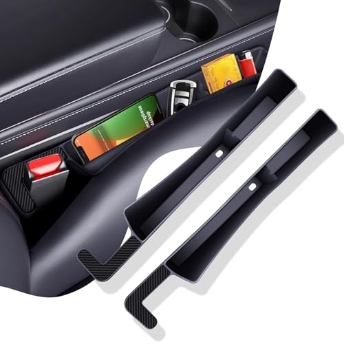 ONISMEZ 2PCS Car Seat Gap Filler Organizer,Multifunctional Car Gap Fillers with USB and Phone Holder, Universal Car Seat Storage Organizer Between Seats for Phone, Keys, Eyeglasses(Black) - Image 1