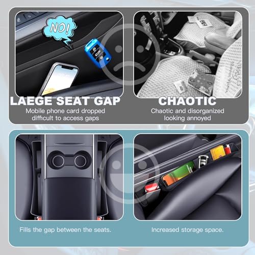 ONISMEZ 2PCS Car Seat Gap Filler Organizer,Multifunctional Car Gap Fillers with USB and Phone Holder, Universal Car Seat Storage Organizer Between Seats for Phone, Keys, Eyeglasses(Black) - Image 5