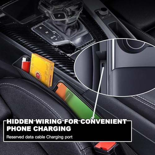 ONISMEZ 2PCS Car Seat Gap Filler Organizer,Multifunctional Car Gap Fillers with USB and Phone Holder, Universal Car Seat Storage Organizer Between Seats for Phone, Keys, Eyeglasses(Black) - Image 3
