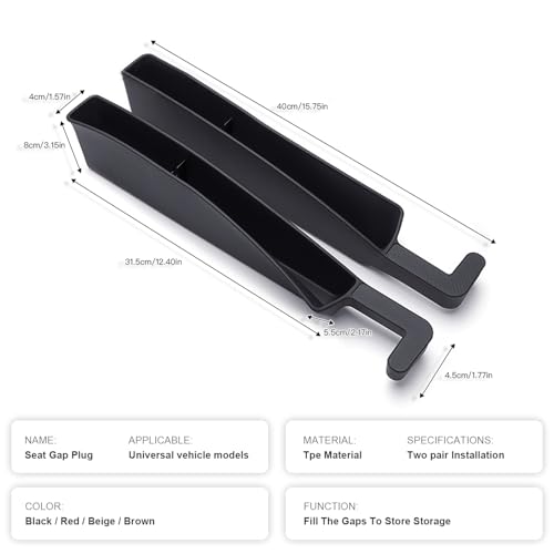 ONISMEZ 2PCS Car Seat Gap Filler Organizer,Multifunctional Car Gap Fillers with USB and Phone Holder, Universal Car Seat Storage Organizer Between Seats for Phone, Keys, Eyeglasses(Black) - Image 2