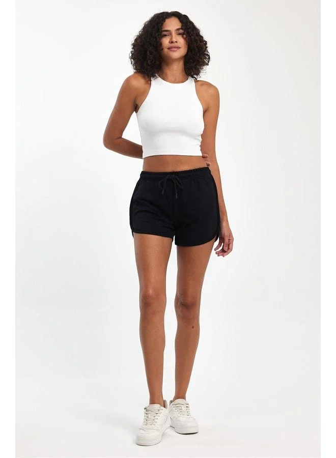 Mmetalic  Women's 4‑Piece Slit Jersey Fabric Regular Fit Black‑Navy‑Gray‑Anthracite Short Mini Everyday Shorts. for Women | Best Price UAE