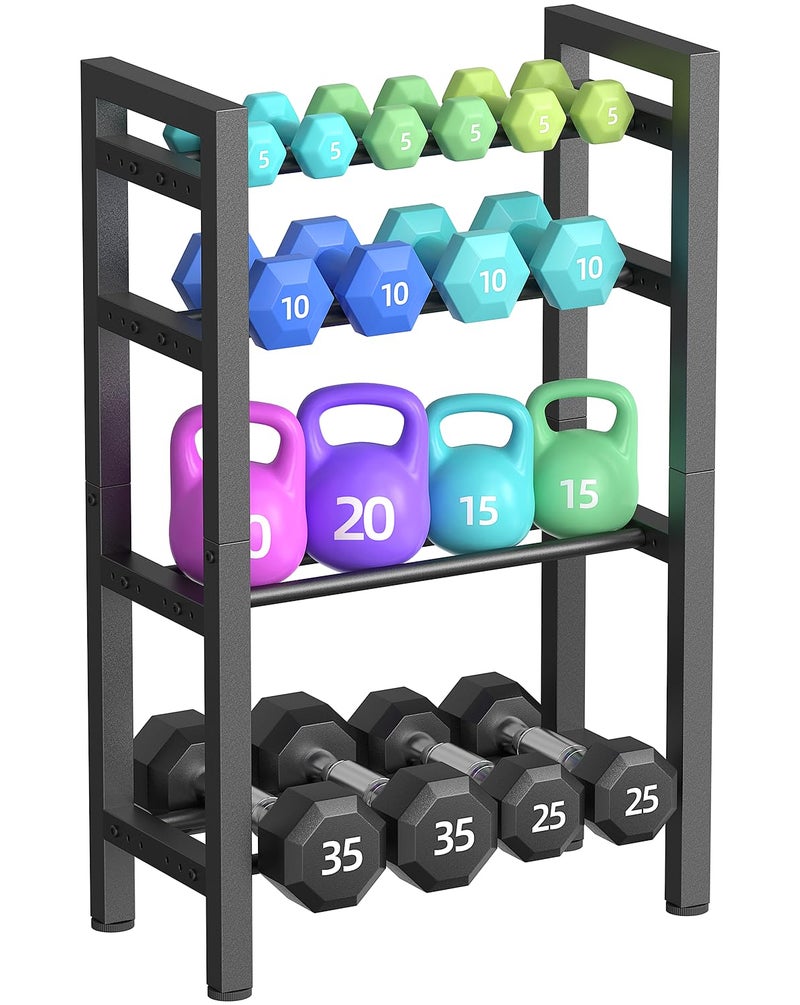 OUTWOLF 4 Tier Dumbbell Rack,Adjustable Weight Rack for Home Gym,Heavy Duty Weight Stand,800LBS Capacity Kettlebells Storage,Workout Equipment Organizer (Rack Only) - Image 1