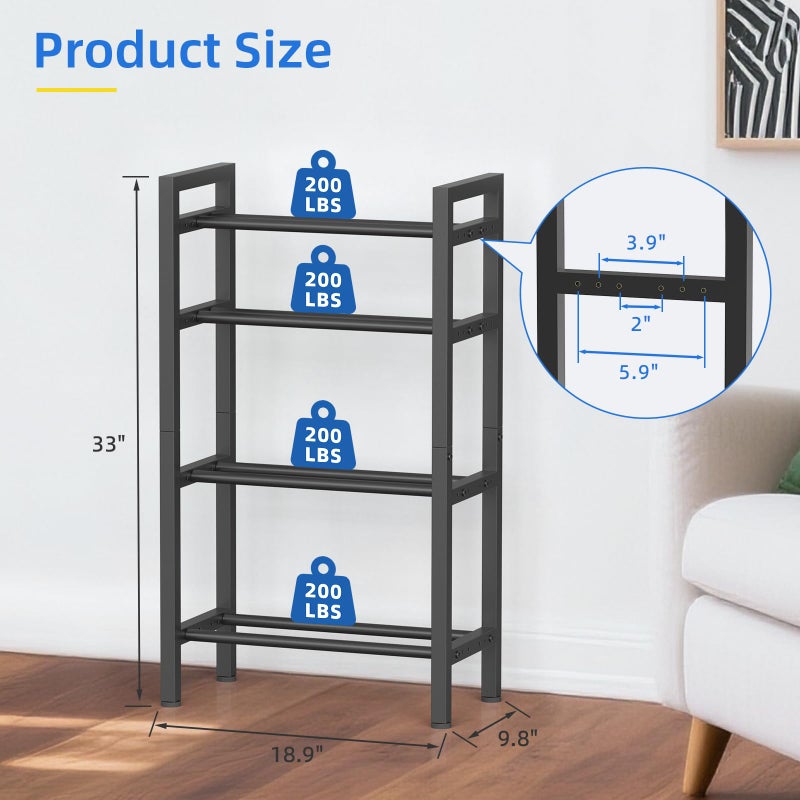 OUTWOLF 4 Tier Dumbbell Rack,Adjustable Weight Rack for Home Gym,Heavy Duty Weight Stand,800LBS Capacity Kettlebells Storage,Workout Equipment Organizer (Rack Only) - Image 4