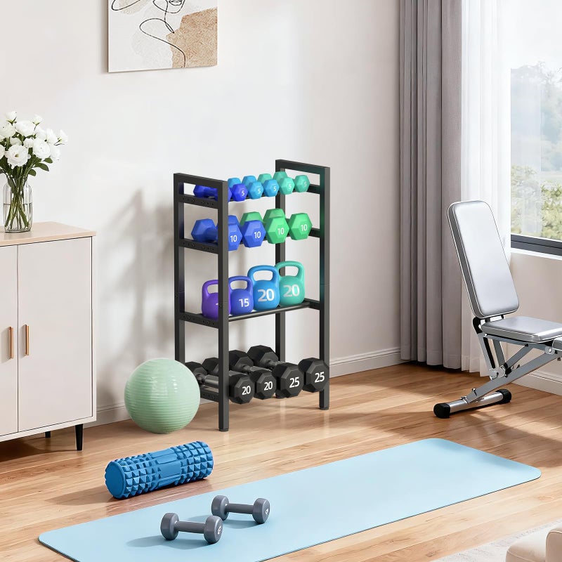 OUTWOLF 4 Tier Dumbbell Rack,Adjustable Weight Rack for Home Gym,Heavy Duty Weight Stand,800LBS Capacity Kettlebells Storage,Workout Equipment Organizer (Rack Only) - Image 2