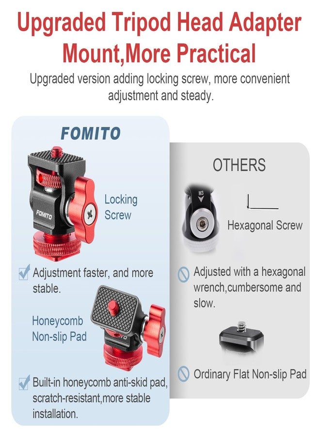 FOMITO Metal Rotary Adapter 360° Swivel Universal for Flash Speedlite, Field Monitor, LED Video Light, Microphone - Red Color - Image 5