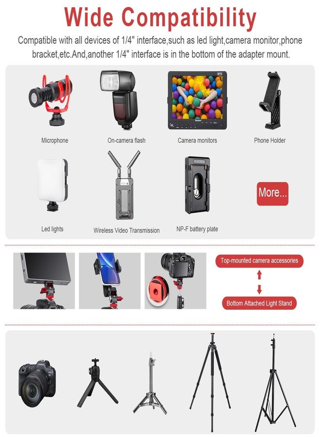 FOMITO Metal Rotary Adapter 360° Swivel Universal for Flash Speedlite, Field Monitor, LED Video Light, Microphone - Red Color - Image 3