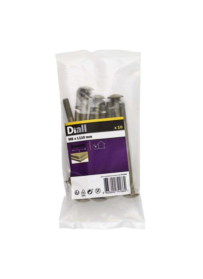 ACE Carbon Steel Cup Square Bolt Pack M8 X 110 Mm 10 Piece 