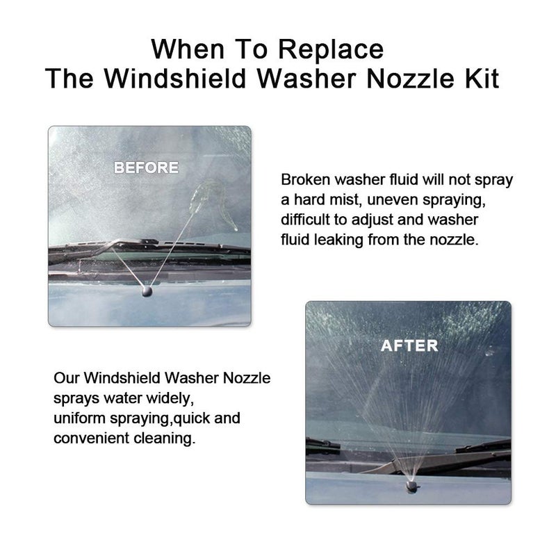 YIENAKFUN Front Windshield Washer Nozzles kit Replacement for 2008-2012 Liberty, 2006-2010 Commander, 2007-2011 Dodge Nitro Replaces OEM # 55157319AA, 4806312AA Windshield Wiper Washer Nozzle Spray Jet - Image 5