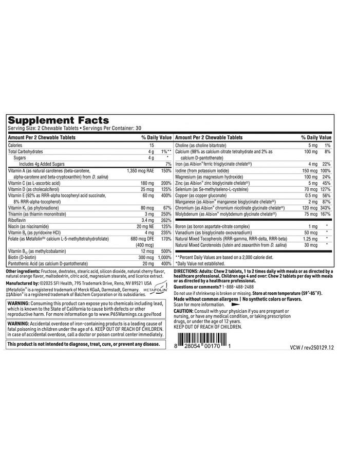 Klaire Labs Klaire Labs VitaTab Chewable - Multivitamin & Multimineral with 24 Vital Nutrients for Kids & Adults, Natural Cherry-Orange Flavor, No Artificial Colors, Flavors, or Preservatives (60 Tablets) - Image 5