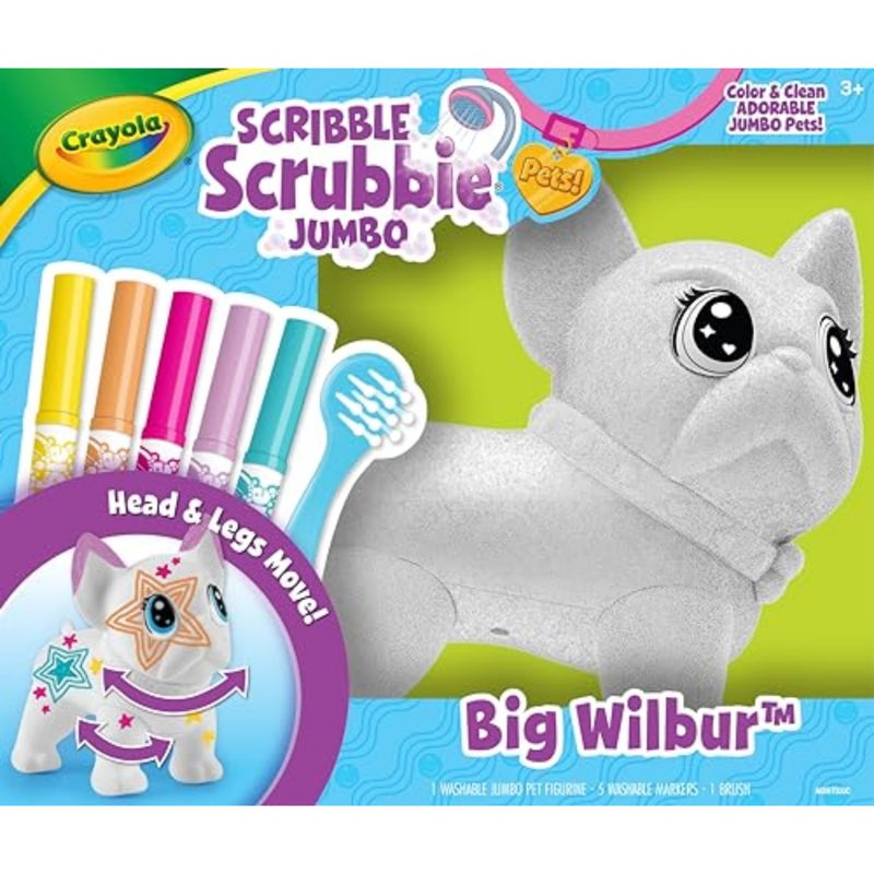 Crayola Scribble Scrubbie Jumbo Pet - Wilbur (6in), Customizable Dog Toy for Kids, Washable Animal Art Kit, Animal Gifts for Girls & Boys - Image 1