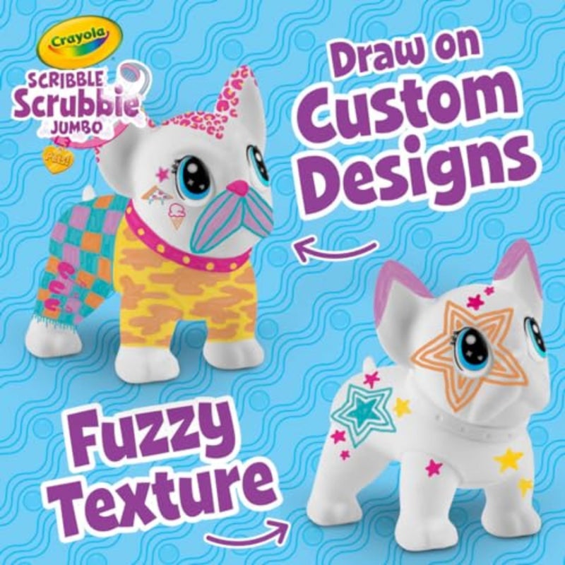 Crayola Scribble Scrubbie Jumbo Pet - Wilbur (6in), Customizable Dog Toy for Kids, Washable Animal Art Kit, Animal Gifts for Girls & Boys - Image 4