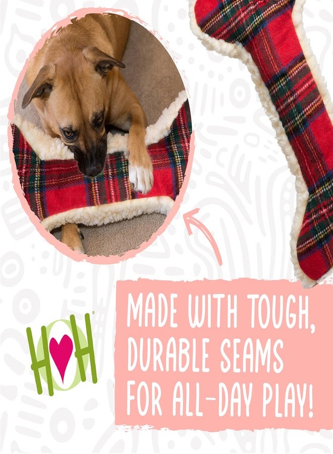 HuggleHounds لعبة عظمة قطيفة من HuggleHounds Tartan Tidings - لعبة عظمة قطيفة للكلاب، مصنوعة من الصوف الناعم، متينة، محشوة بشكل قطيفة للسلالات الكبيرة والجراء، جلد غنم صناعي - 12 بوصة (عبوة واحدة) - Image 5