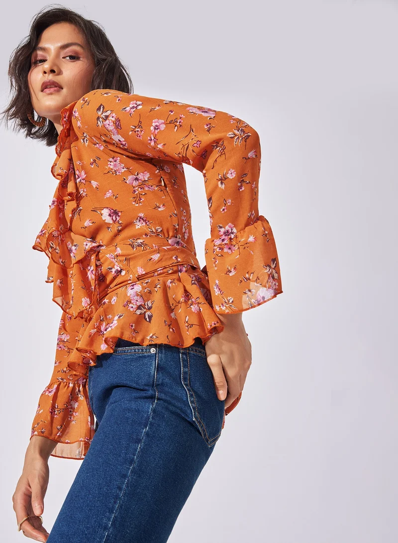 The Label Life Floral Ruffled Blouse