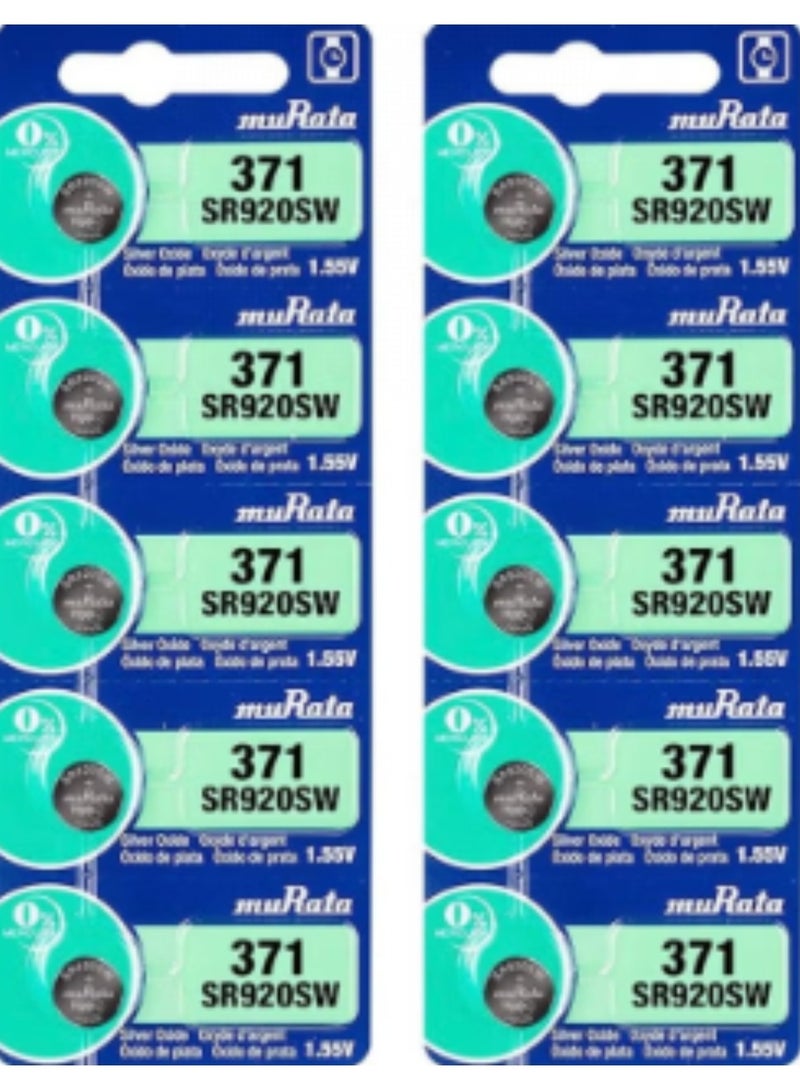 10 Pieces 371 Mercury Free Watch Battery Set