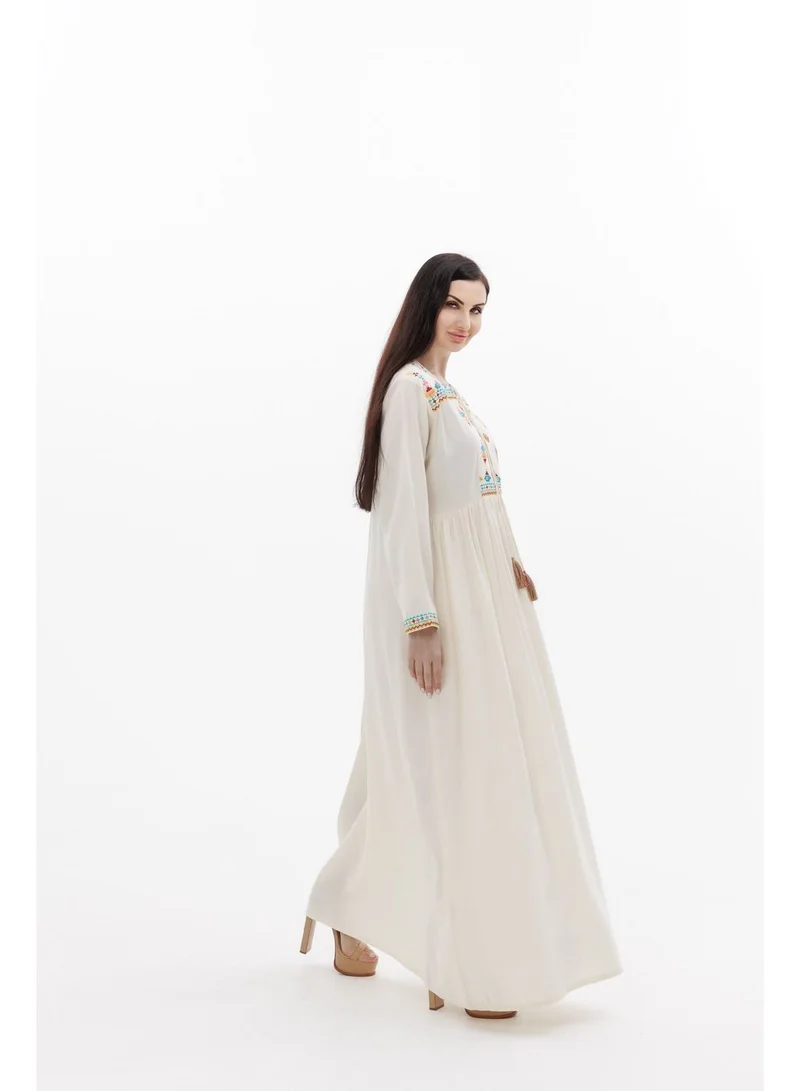 هانا آند سارا LONG VISCOSE WHITE COLOUR SIMPLE ELEGANT ARABIC KAFTAN JALABIYA DRESS