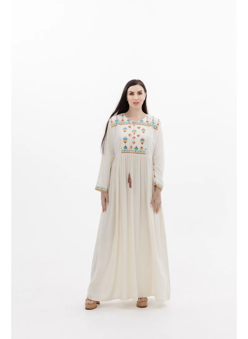 هانا آند سارا LONG VISCOSE WHITE COLOUR SIMPLE ELEGANT ARABIC KAFTAN JALABIYA DRESS