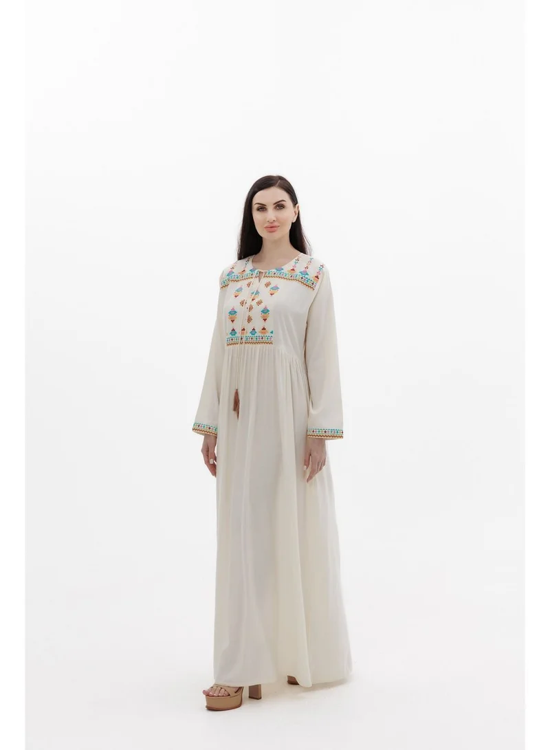 هانا آند سارا LONG VISCOSE WHITE COLOUR SIMPLE ELEGANT ARABIC KAFTAN JALABIYA DRESS