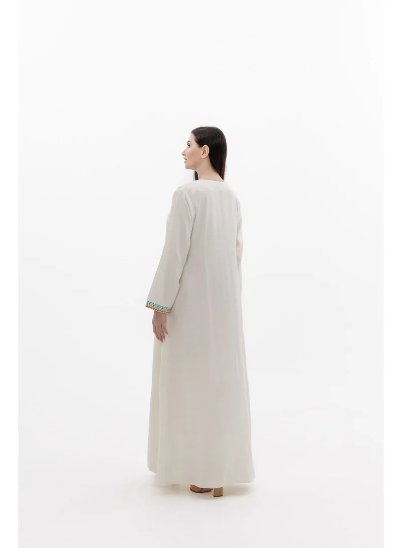 هانا آند سارا LONG VISCOSE WHITE COLOUR SIMPLE ELEGANT ARABIC KAFTAN JALABIYA DRESS