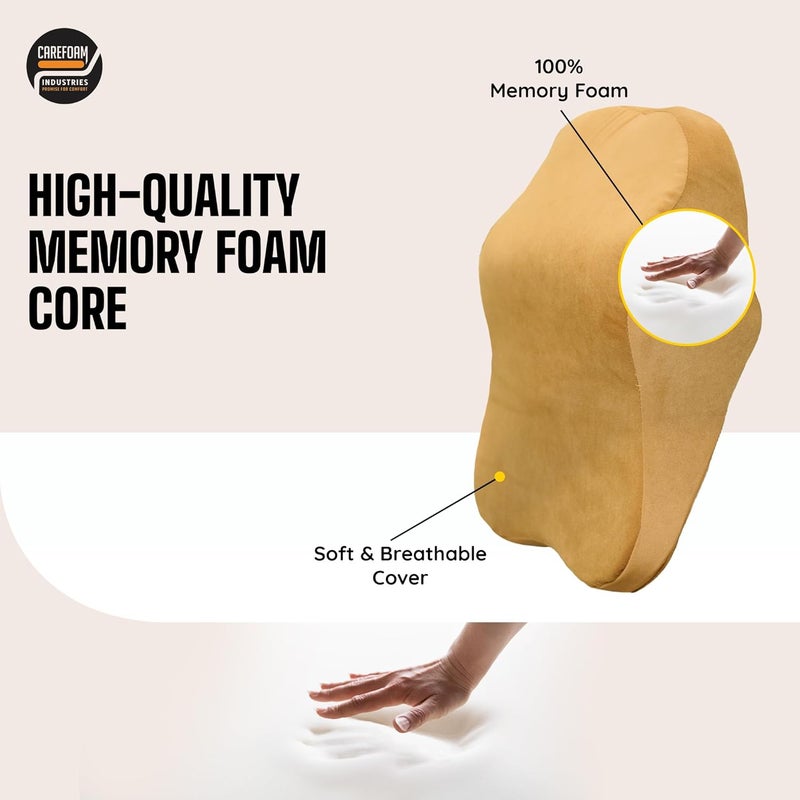 CareFoam Ultimate Memory Foam Car Neck Rest Pillow Ultrasoft Car Pillow for Comfortable Car Rides Superior Neck Support Cushion Relieves Neck Pain Tan Velvet Cover 14 x11 x5 Inch Pack of 1 - Image 4