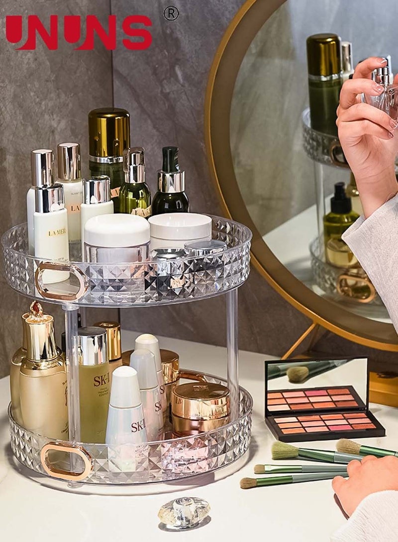 UNUNS منظم القرص الدوار بطبقتين يدور 360 درجة، تخزين خزانة المطبخ قابل للتعديل، وحدة تخزين مستحضرات التجميل ذات سعة كبيرة - Image 3