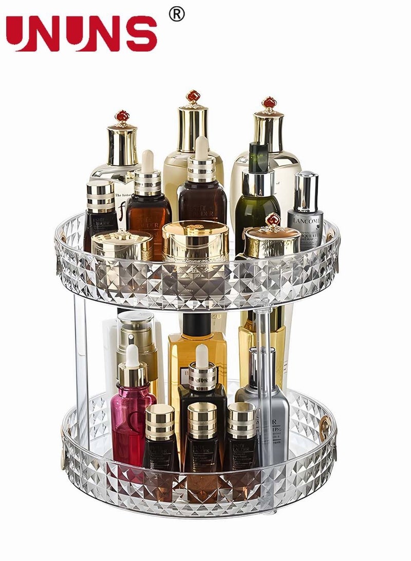 UNUNS منظم القرص الدوار بطبقتين يدور 360 درجة، تخزين خزانة المطبخ قابل للتعديل، وحدة تخزين مستحضرات التجميل ذات سعة كبيرة - Image 5