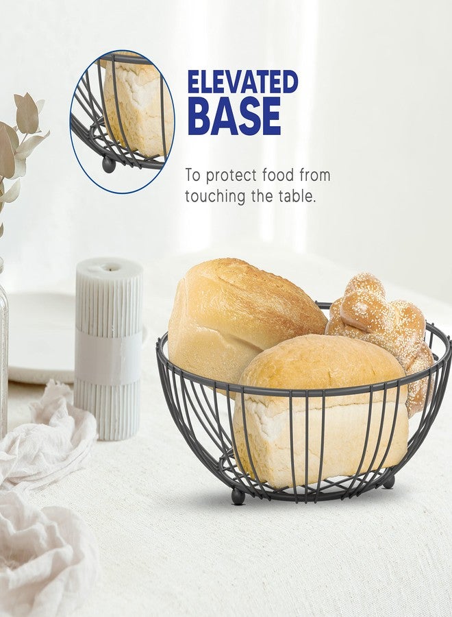 RICCLE Fruit Basket For Kitchen Counter - Fruit Basket With Banana Hanger - Double Layer Metal Wire Fruit Bowl For Countertop - Fruit Holder For Produce, Vegetables - Image 5