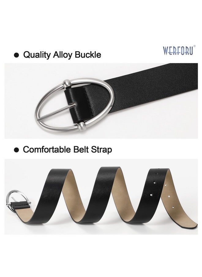 Werforu - Women Leather Belt Fashion Leather Waist Belt For Jean Dress With Gold/Silver Buckle - Image 1