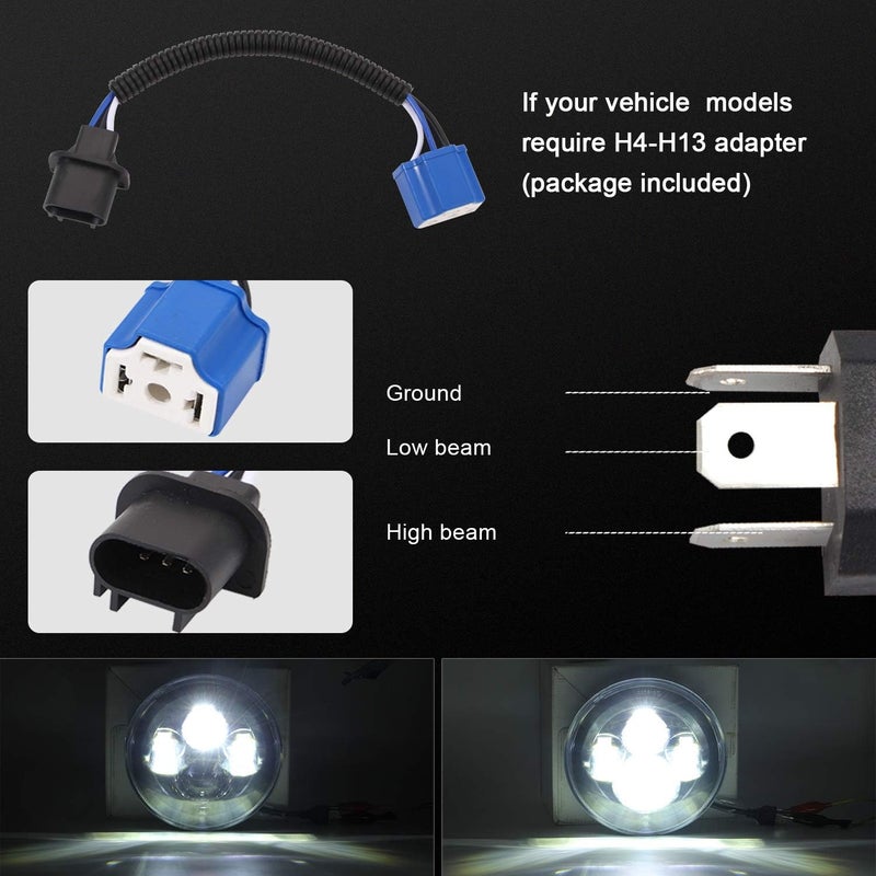 DriSentri 7 Inch Round LED Headlights, 2PCS 200W 6000K DOT Approved Hi/Lo Beam for Jeep Wrangler JK CJ TJ - Image 5