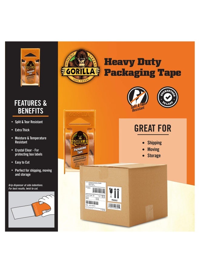 Gorilla Heavy Duty Packing Tape with Dispenser for Moving, Shipping and Storage, 1.88" x 25 yd, Clear, (Pack of 1) - Image 3