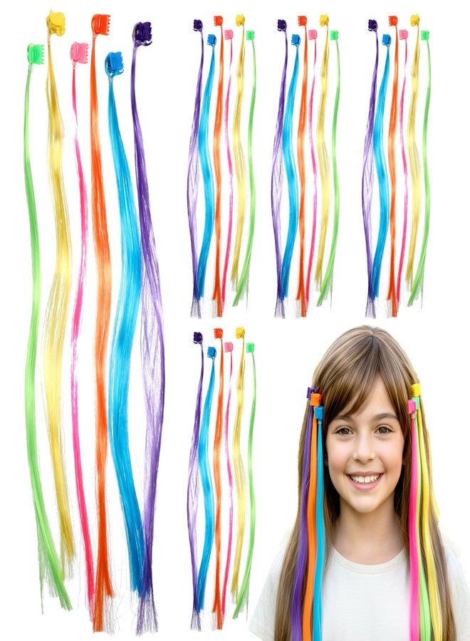 Styquenzer وصلات شعر للأطفال، عبوة من 30 قطعة، وصلات شعر ملونة للبنات، مشابك شعر ملونة، إكسسوارات شعر من النايلون بألوان قوس قزح، مشابك شعر للنساء والفتيات، إكسسوارات ذيل حصان، ملابس تنكرية للحفلات - Image 1