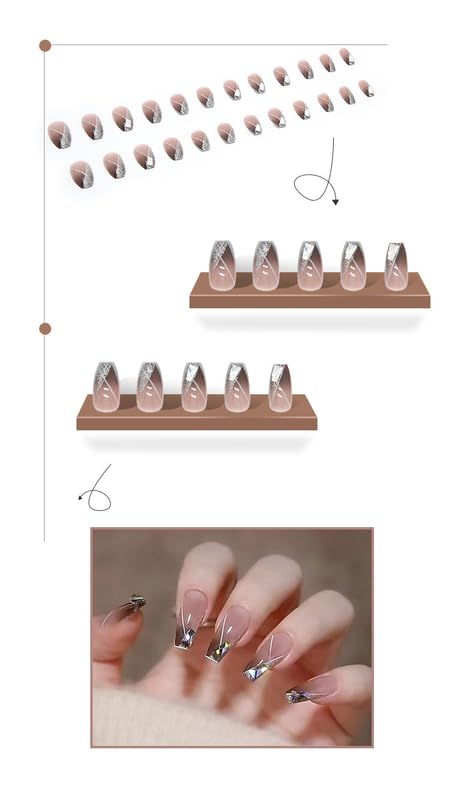 KRESHU Flase 3D Artificial Nail Tip Fingernails French Short Square Sticks 24Pcs Nails with Glue Press On Nail for Women, Girls, Wedding Gifts(1-set) - Image 3