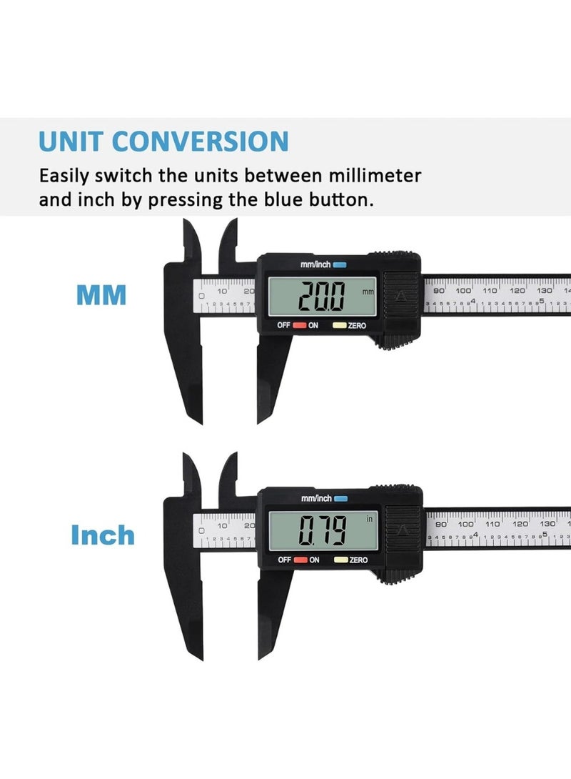 LIMOS Digital Caliper, 0-6" Calipers Measuring Tool - Electronic Micrometer Caliper with Large LCD Screen, Auto-off Feature, Inch and Millimeter Conversion - Image 3