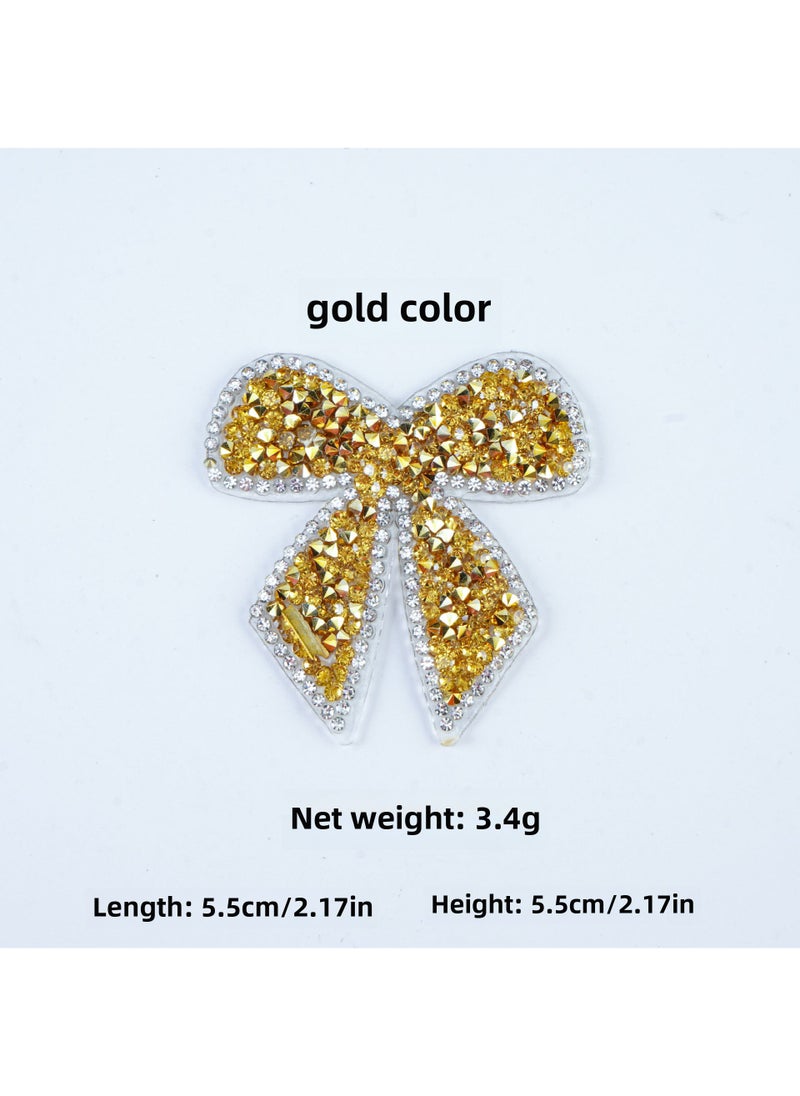 Generic Rhinestone Iron-on Transfer Butterfly Bow Pattern Yellow Gold 