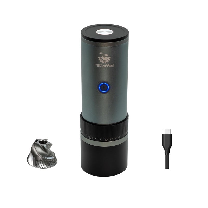 MiiCoffee PT2 Portable Electric Burr Coffee Grinder, USB-C Rechargeable Stainless Conical Burr Grinder, Aluminum Body with Cleaning Brush Included - Image 1