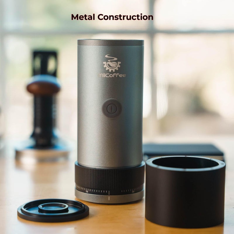 MiiCoffee PT2 Portable Electric Burr Coffee Grinder, USB-C Rechargeable Stainless Conical Burr Grinder, Aluminum Body with Cleaning Brush Included - Image 4