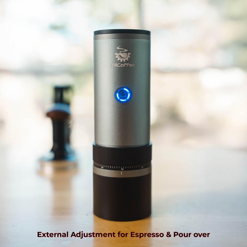 MiiCoffee PT2 Portable Electric Burr Coffee Grinder, USB-C Rechargeable Stainless Conical Burr Grinder, Aluminum Body with Cleaning Brush Included - Image 2