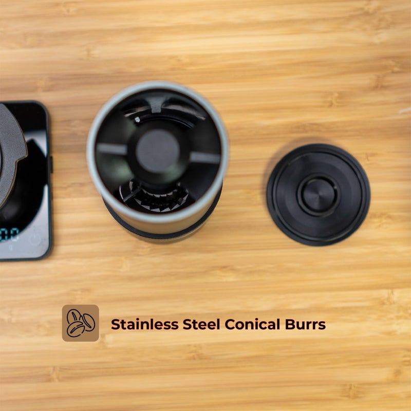 MiiCoffee PT2 Portable Electric Burr Coffee Grinder, USB-C Rechargeable Stainless Conical Burr Grinder, Aluminum Body with Cleaning Brush Included - Image 3