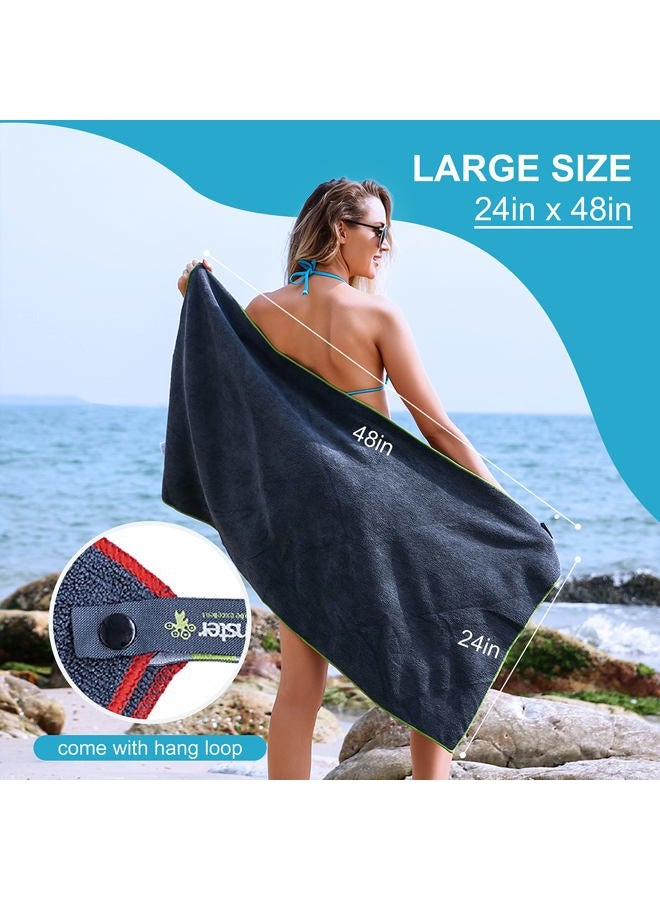 4Monster 4 Pack Microfiber Camping Towel Quick Dry,Super Absorbent Portable Swim Towel with Waterproof Towel Bag, Lightweight Boat Towel for RV Sport Gym Beach Pool Family Trip &Travel - Image 5