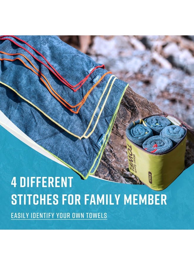 4Monster 4 Pack Microfiber Camping Towel Quick Dry,Super Absorbent Portable Swim Towel with Waterproof Towel Bag, Lightweight Boat Towel for RV Sport Gym Beach Pool Family Trip &Travel - Image 3