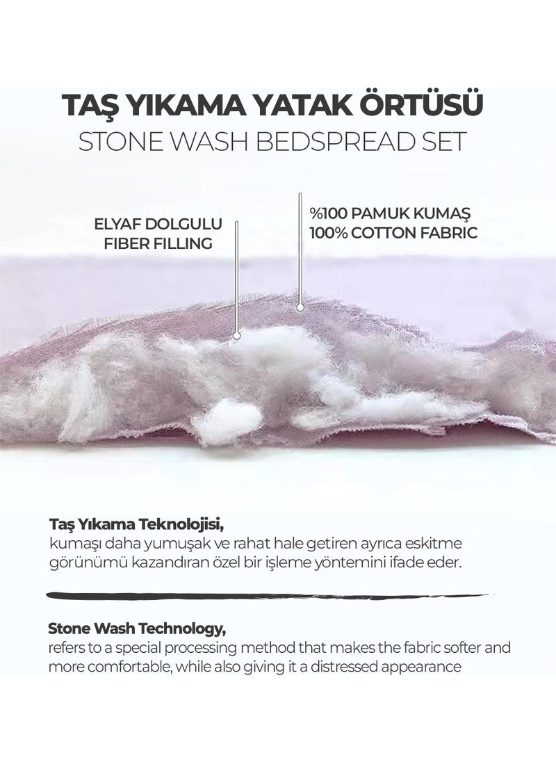 Evlen Home Collection - Cotton Double Special Stone Washed Bedspread Luxury Soft Durable Modern Vitali - Image 1