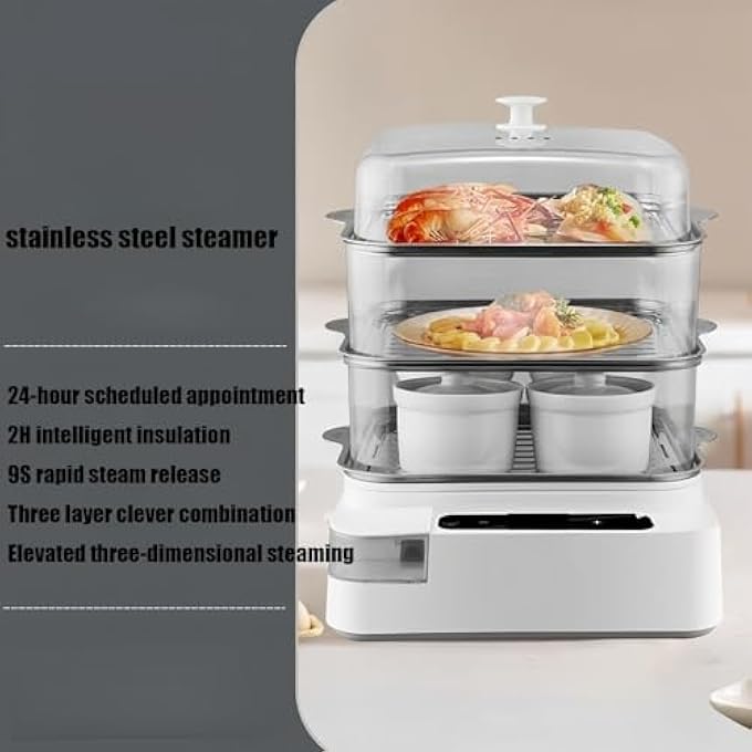 آلة إفطار متعددة الوظائف للطهي بالبخار والطهي بالبخار، جهاز طهي بالبخار الكهربائي الأوتوماتيكي بالكامل، مناسب للمأكولات البحرية والمعكرونة - Image 3