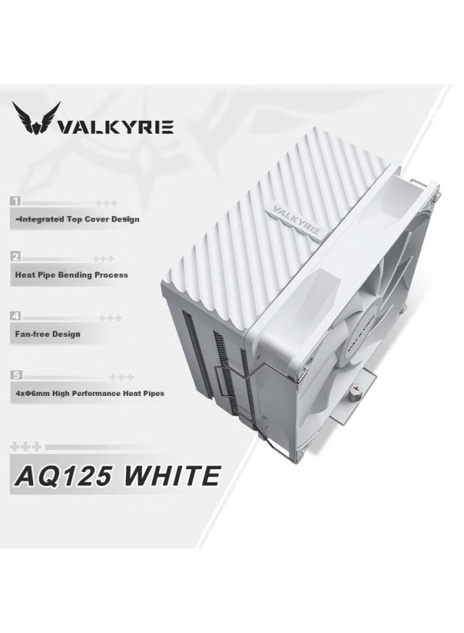 Valkyrie Aq125 White Vk Cpu Air Cooler, 4 Heatpipes, 12Cm Fan, Lga1700, Am5. - Image 1