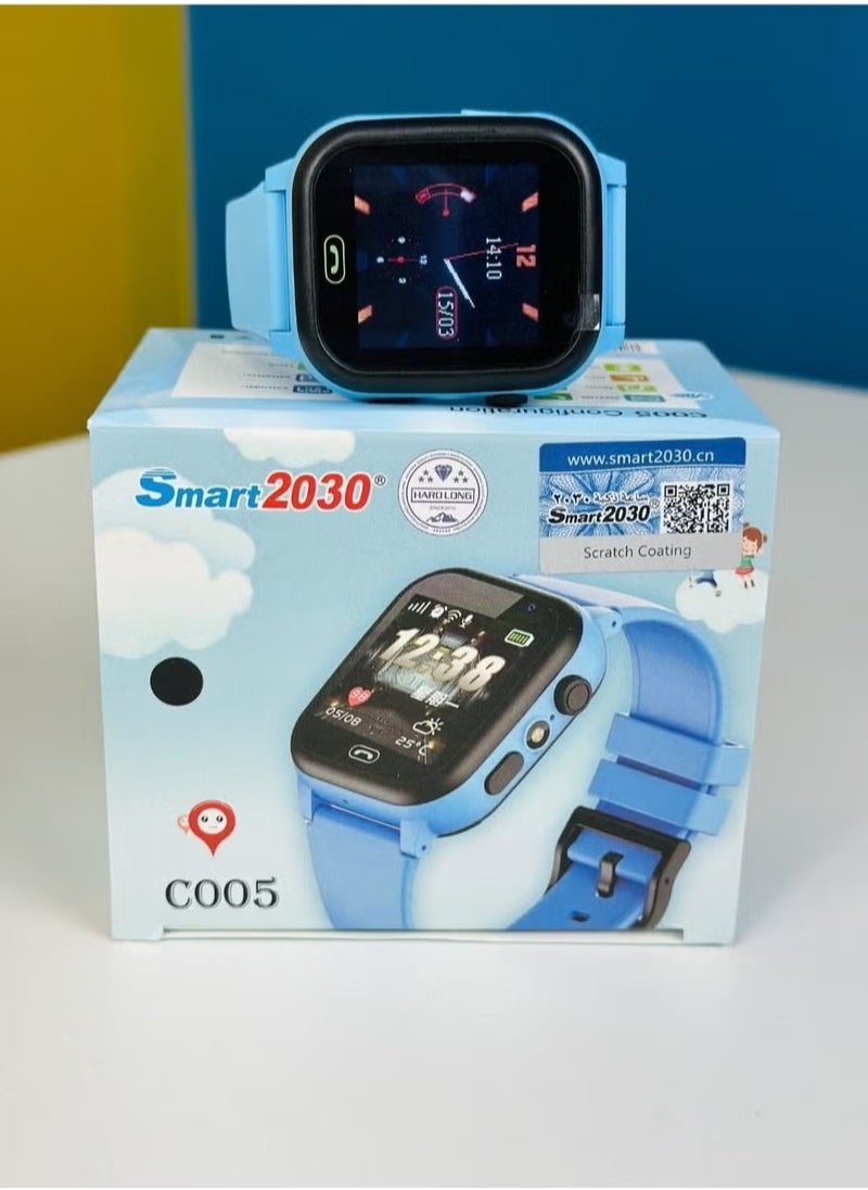 Smart 2030 - C005 Kids Smartwatch with GPS, Touchscreen, SOS Emergency Call, Two-Way Calling, Voice Chat, Fun Learning Games, Camera, Water-Resistant Build, and Extended Battery Life – Ideal for Boys and Girls in Blue - Image 1